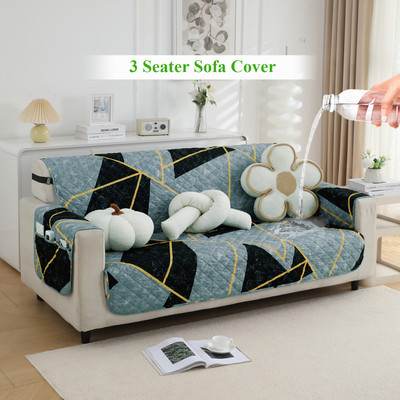 HOKiPO Polyester Abstract 3 Seater Sofa Cover(Multicolor Abstract Geometry Pack of 1)