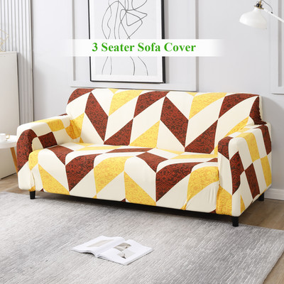 HOKiPO Polyester Geometric 3 Seater Sofa Cover(Abstract Multi Pack of 1)