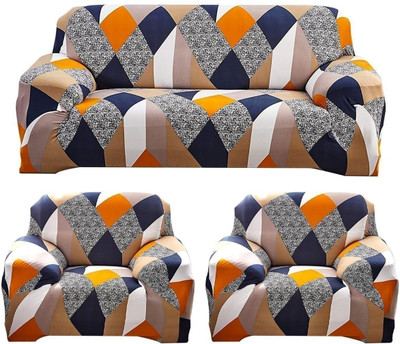 B BESTILO Polyester 3+1+1 Seater Sofa Geometric Cover(Pack of 3 Multicolor)