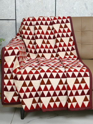 Saral Home Chenille Abstract 3 Seater Sofa Cover(Red Pack of 1)