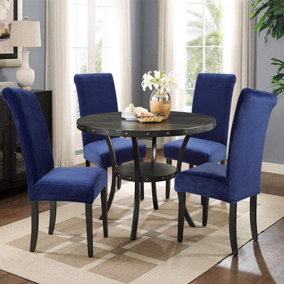 Relvix Polyester Plain 1 Seater Chair Cover(Blue Pack of 4)