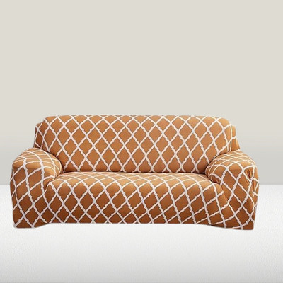 ADstore Polyester Geometric 3 Seater Sofa Cover(Beige Pack of 1)