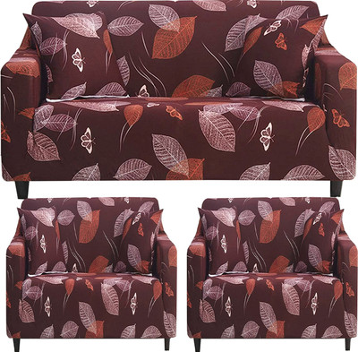 FurShine Polyester Abstract 3+1+1 Seater Sofa Cover(Brown Pack of 3)