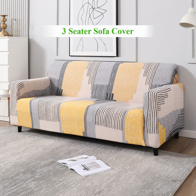 HOKiPO Polyester Abstract 3 Seater Sofa Cover(Multicolor Pack of 1)