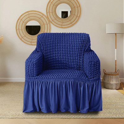 Cortina Polyester 1 Seater Sofa Polka Cover(Pack of 1 Blue)