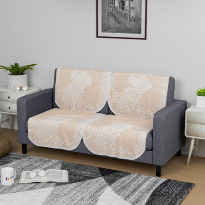 KUBER INDUSTRIES Cotton 2 Seater Sofa Floral Cover(Pack of 4 Yellow)