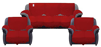 HOMESTIC by Kuber Industries Cotton Floral 3+1+1 Seater Sofa Cover(Maroon Pack of 16)