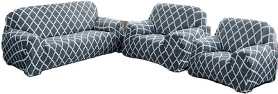 TURIYA Polyester, Polycotton 3+1+1 Seater Sofa Abstract Cover(Pack of 1 Grey, Silver, Black, White)