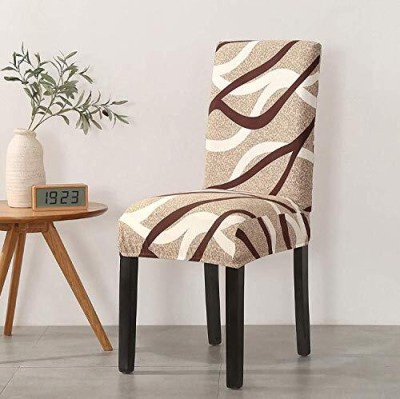 lukzer Polyester Striped Chair Cover(3-PC Dinning Chair Cover/Beige lining Design Pack of 3)