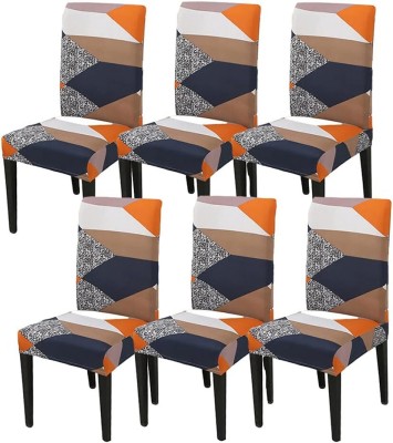 shringoori creations Polycotton Geometric Chair Cover(orange Pack of 6)