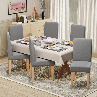 lukzer Jacquard 1 Seater Chair Plain Cover(Pack of 6 Pastel Light Grey Tribal)