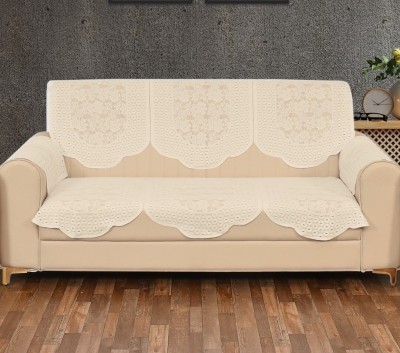 WiseHome Polycotton Floral Sofa Cover(Beige Pack of 8)