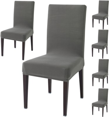 HOKiPO Polyester Plain Chair Cover(Grey Pack of 6)