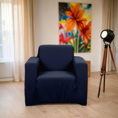 Gifts Island Polyester Plain 1 Seater Sofa Cover(Blue Pack of 1)