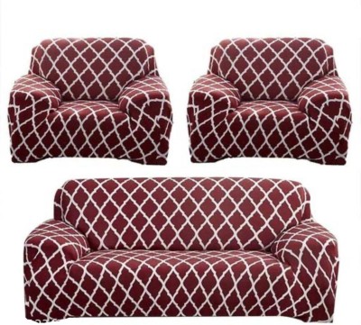 Flipkart SmartBuy Polyester Checkered 3+1+1 Seater Sofa Cover(Maroon Pack of 1)