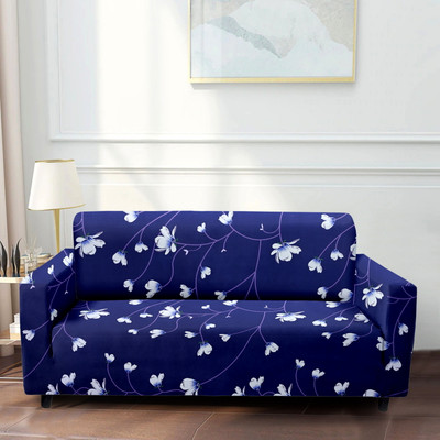 Flipkart SmartBuy Polyester Abstract 3+1+1 Seater Sofa Cover(Blue Pack of 1)