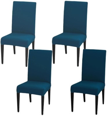 HOTKEI Polycotton Plain Chair Cover(Airforce Blue Pack of 4)