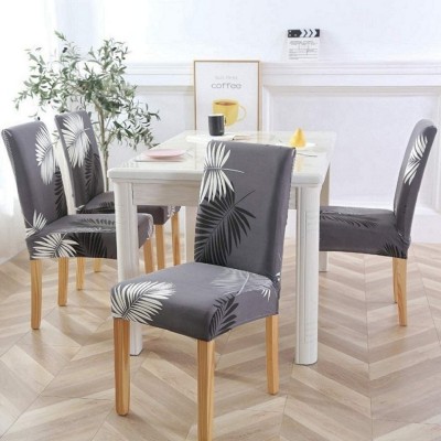 Gouri Polycotton Geometric 1 Seater Chair Cover(grey Pack of 4)