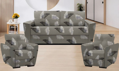 TURIYA Polyester, Polycotton Abstract 3+1+1 Seater Sofa Cover(Black, Grey Pack of 1)