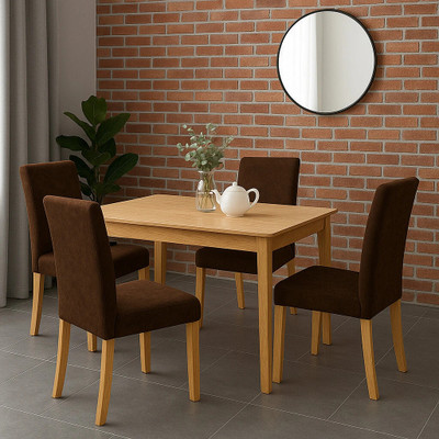 Roodra Creations Velvet 1 Seater Chair Plain Cover(Pack of 4 Brown)