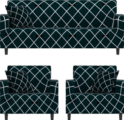 B BESTILO Polyester Checkered 3+1+1 Seater Sofa Cover(Blue Diamond Pack of 1)