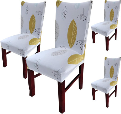 HOUSE OF QUIRK Polyester 4 Seater Chair Plain Cover(Pack of 4 Yellow)