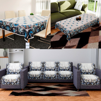 HOMESTIC by Kuber Industries Velvet 3+1+1 Seater Sofa Floral Cover(Pack of 12 Grey)