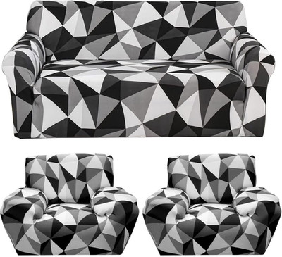 Laying Style Polyester Checkered 3+1+1 Seater Sofa Cover(Universal Five Seater Sofa Cover(Three Seater+one seater+one seater)-Multi Pack of 3)