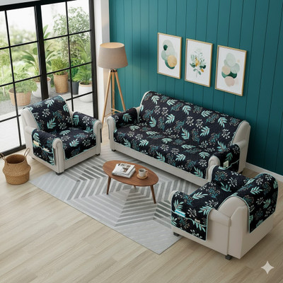 INHOME DECOR Polyester 3+1+1 Seater Sofa Abstract Cover(Pack of 1 BLACK)