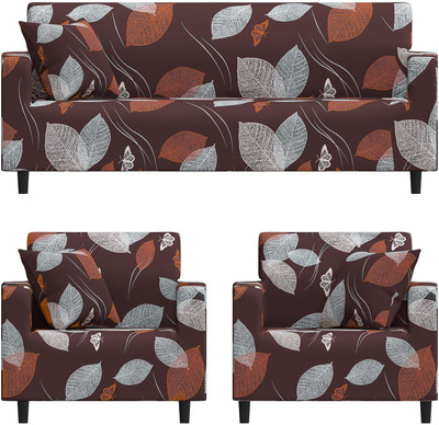 TURIYA Polyester, Polycotton 3+1+1 Seater Sofa Abstract Cover(Pack of 1 Cream, White, Maroon, Black)