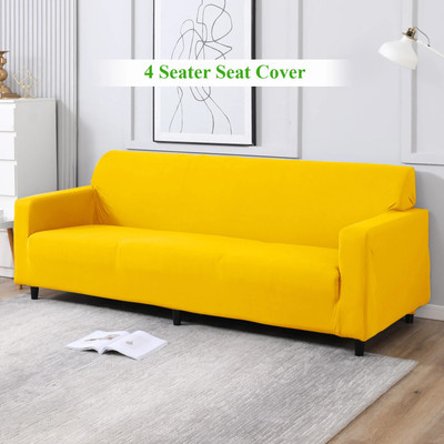 HOKiPO Polyester 4 Seater Sofa Plain Cover(Pack of 1 Sunny Yellow)