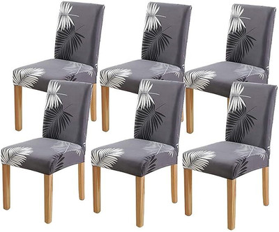 TARANTARAN Cotton 6 Seater Chair Checkered Cover(Pack of 6 GREY)