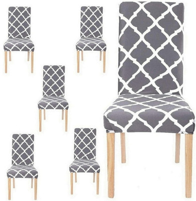 NAYISHI Polycotton 1 Seater Chair Geometric Cover(Pack of 6 grey)