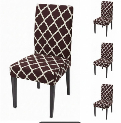 Mintos Polycotton 1 Seater Chair Floral Cover(Pack of 4 Brown, White)