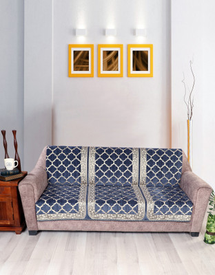 Nendle Velvet Damask 3 Seater Sofa Cover(Grey Pack of 1)