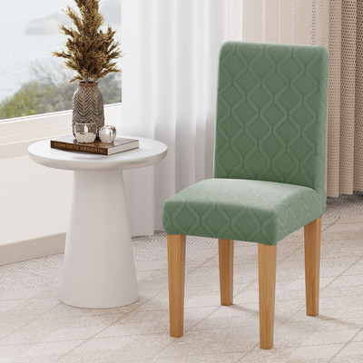 lukzer Jacquard 1 Seater Chair Plain Cover(Pack of 1 Pastel Green Diamond)