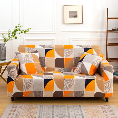lukzer Polyester Geometric 3 Seater Sofa Cover(Multicolor Pack of 1)