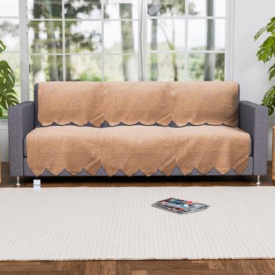 HOMESTIC by Kuber Industries Cotton 3 Seater Sofa Floral Cover(Pack of 6 Gold)