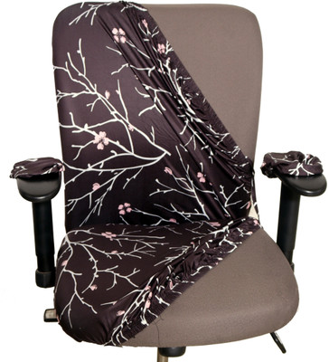 Eleganta Polyester Checkered 1 Seater Chair Cover(Branch Black Pack of 1)