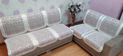 MHF Polyester Abstract 3+1+1 Seater Sofa Cover(Maroon Pack of 6)