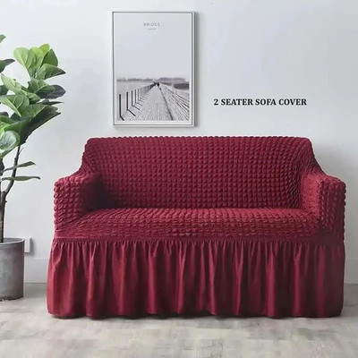 TONY STARK Polycotton Plain 2 Seater Sofa Cover(Cherry Red Pack of 1)