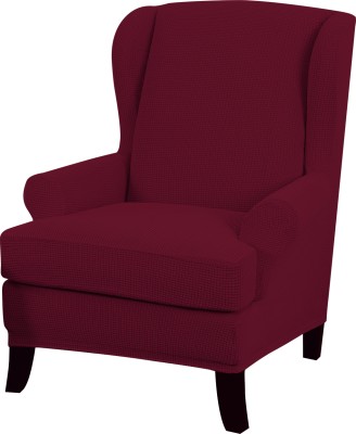 HOKiPO Jacquard Plain Chair Cover(Wine Pack of 1)