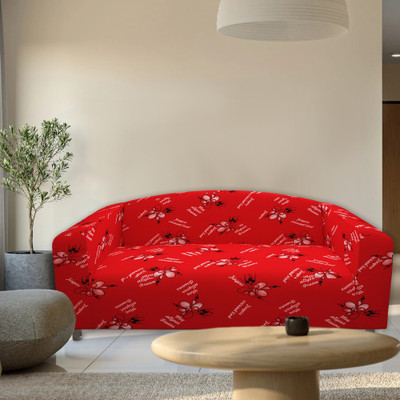 Glassiano Polyester Abstract 3 Seater Sofa Cover(Red Pack of 1)