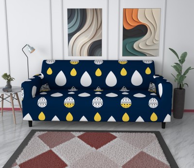 B BESTILO Polyester Geometric Sofa Cover(Blue Pack of 1)