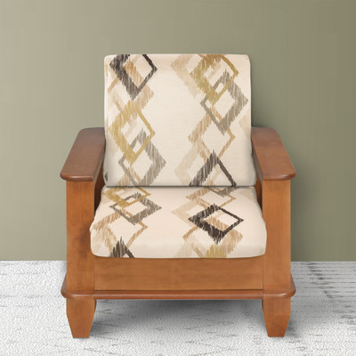 YELLOW WEAVES Velvet Abstract 4 Seater Sofa Cover(BEIGE Pack of 4)