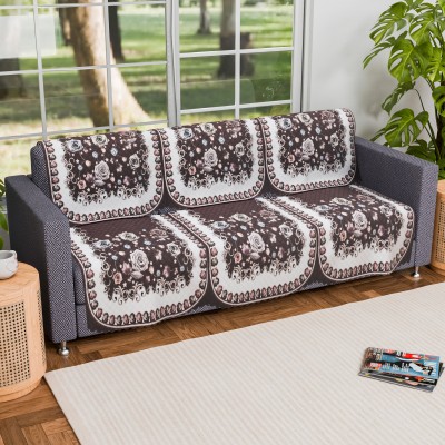 KUBER INDUSTRIES Polyester Floral 3 Seater Sofa Cover(White, Brown Pack of 6)