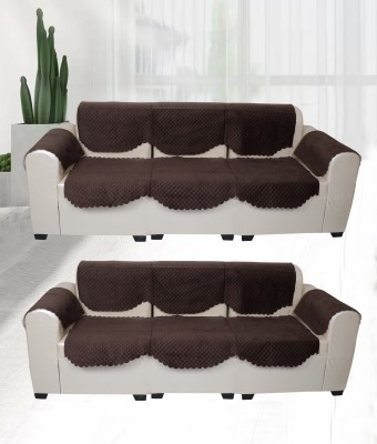 GOLDENIZ Velvet Plain 3 Seater Sofa Cover(Brown Pack of 8)