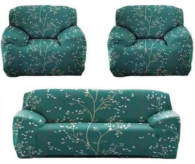 NAYISHI Polyester 3+1+1 Seater Sofa Floral Cover(Pack of 1 Green)