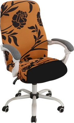 HOKiPO Polyester 1 Seater Chair Floral Cover(Pack of 1 Copper Brown Floral)