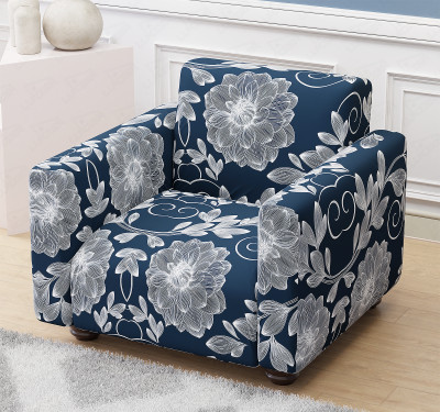 lukzer Polyester 1 Seater Sofa Floral Cover(Pack of 1 Blue Dahlia)
